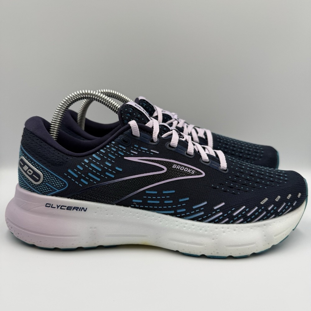 Brooks Glycerin 20 Blue Running Shoes Women's Size 9.5 White Athletic Sneakers